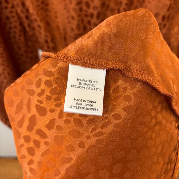 Chenault Leopard Print Burnt Orange Long Sleeve Midi Dress Sz Medium - Picture 8 of 8